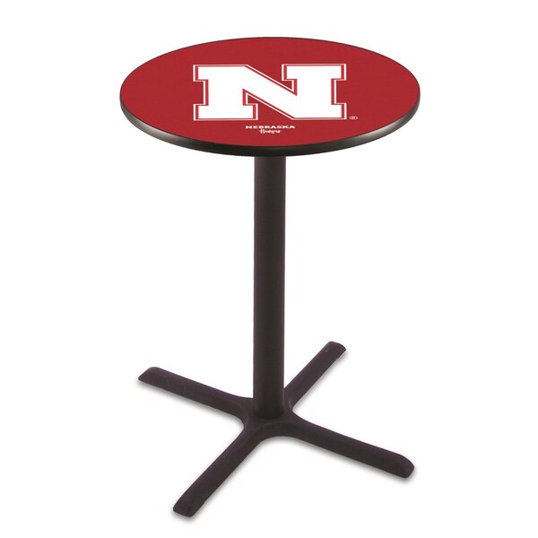 42" Blk Wrinkle Nebraska Pub Table